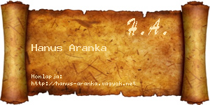 Hanus Aranka névjegykártya